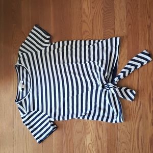 Michael Kors Blue & White Stripe Tee Sz Medium